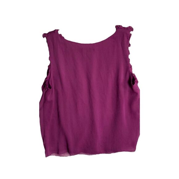 Anne Klein Purple Ruffle Button Front Sleeveless Top Large - Picture 10 of 12